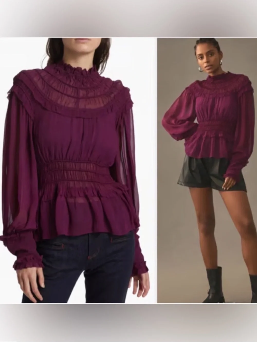 FARM Rio Purple Ruffle Peplum Blouse - Picture 15 of 16